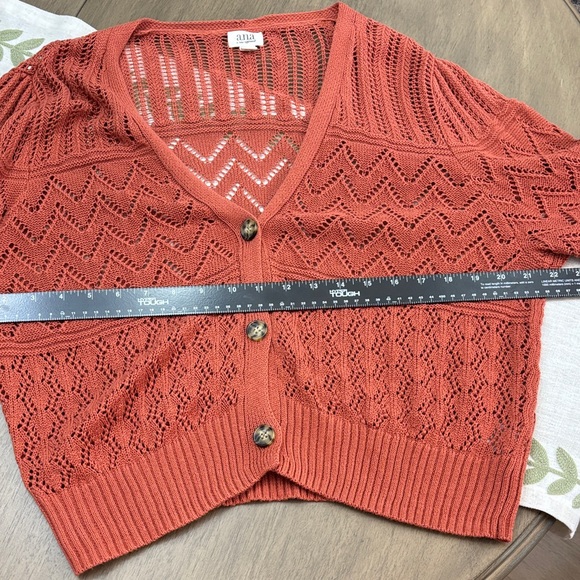 a.n.a Women's Rust Open Knit Cardigan - Picture 5 of 10